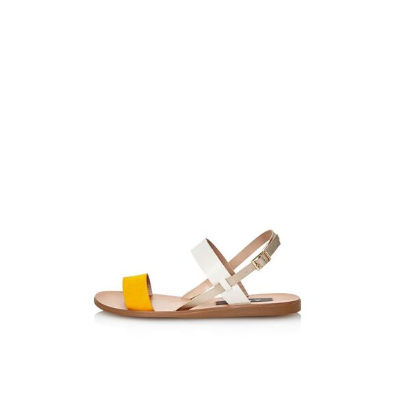 AQUA Womens Yellow Sam Round Toe Buckle Leather Slingback Sandal 10 M - Picture 2 of 2